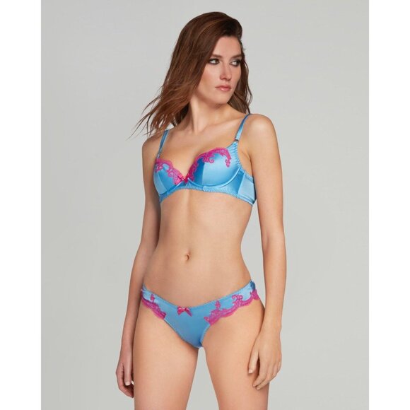 Agent Provocateur Molly Blue Pink Silk Bra 34B NWT $235 - Picture 5 of 16